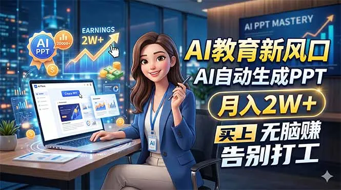 AI教育新风口，AI自动生成PPT，月入2W+，无脑赚，告别打工-续财库