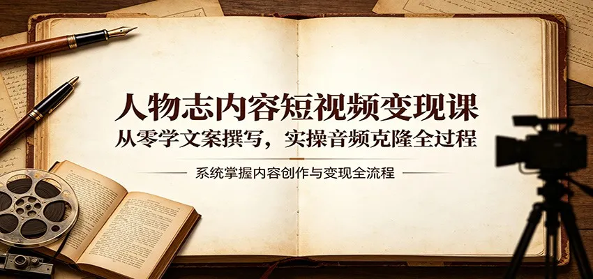 人物志内容短视频变现课:从零学文案撰写,实操音频克隆全过程-续财库