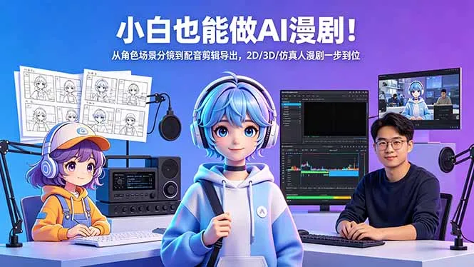 小白也能做AI漫剧！从角色场景分镜到配音剪辑导出，2D/3D/仿真人漫剧一步到位-续财库