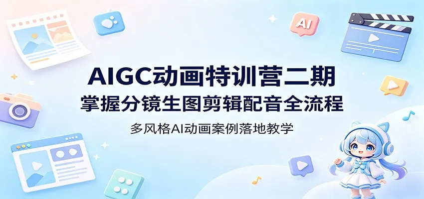 AIGC动画特训营二期：掌握分镜生图剪辑配音全流程，多风格AI动画案例落地教学-续财库