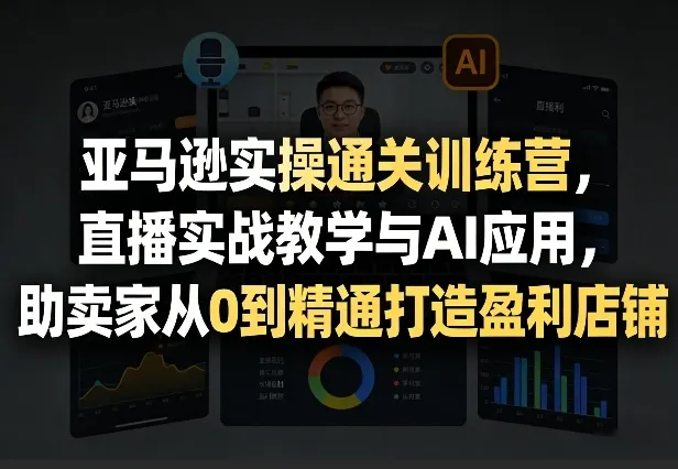 亚马逊实操通关训练营，直播实战教学与AI应用，助卖家从0到精通打造盈利店铺(更新5月8日)-续财库