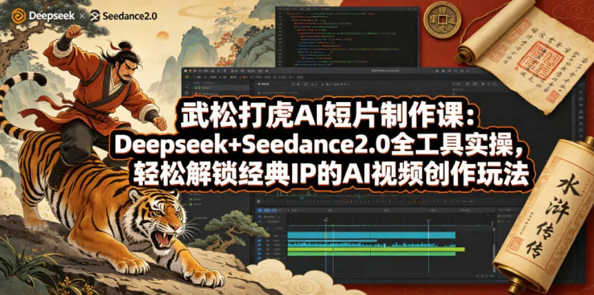 武松打虎AI短片制作课:Deepseek+Seedance2.0全工具实操,轻松解锁经典IP的AI视频创作玩法-续财库