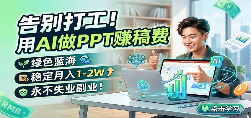 告别打工！用AI做PPT赚稿费，绿色蓝海，稳定月入1-2W，永不失业副业！-续财库