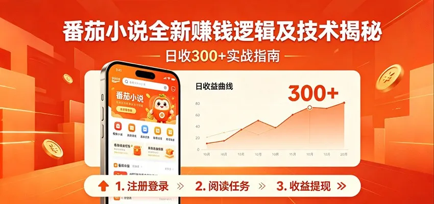 番茄小说全新赚钱逻辑及技术日收300+，小白新书皆可做！无脑赚就行了！-续财库