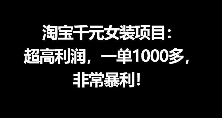 淘宝千元女装项目：超高利润，一单1000多，非常暴利-续财库