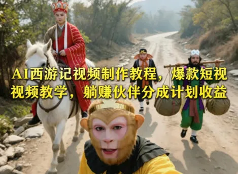AI西游记视频制作教程,爆款短视频教学,躺賺伙伴分成计划收益-续财库