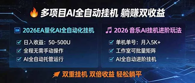 多项目AI自动挂机玩法：双重挂机，双倍收益，轻松躺平-续财库