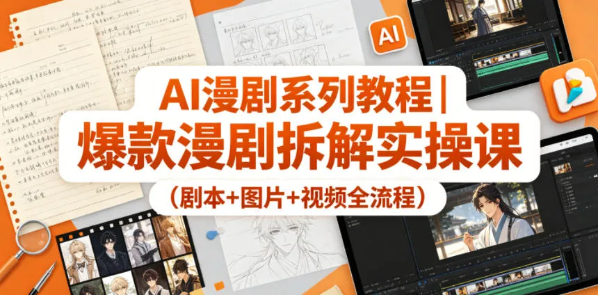 AI漫剧系列教程|爆款漫剧拆解实操课(剧本+图片+视频全流程)-续财库