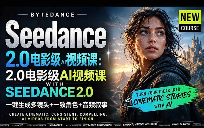 字节跳动的Seedance 2.0 AI电影视频生成制作教程,一键生成多镜头+一致角色+音频叙事-中英字幕-续财库