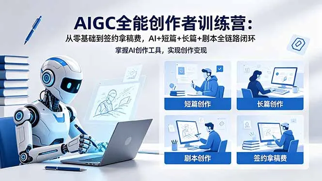 AIGC全能创作者训练营:从零基础到签约拿稿费,AI+短篇+长篇+剧本全链路闭环-续财库