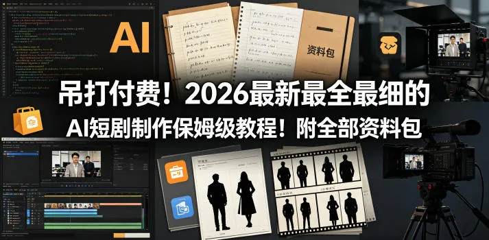 吊打付费!2026最新最全最细的AI短剧制作保姆级教程!附全部资料包-续财库