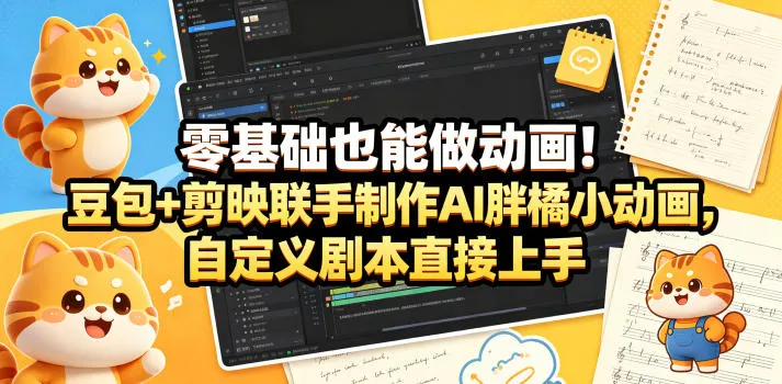 零基础也能做动画!豆包+剪映联手制作AI胖橘小动画,自定义剧本直接上手-续财库