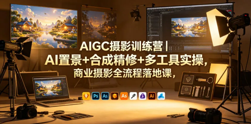 AIGC摄影训练营|AI置景+合成精修+多工具实操,商业摄影全流程落地课-续财库