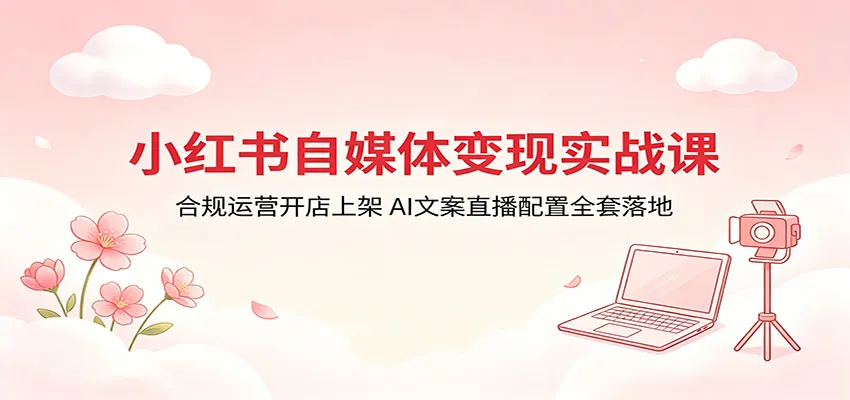 小红书自媒体变现实战课:合规运营开店上架,AI文案直播配置全套落地-续财库