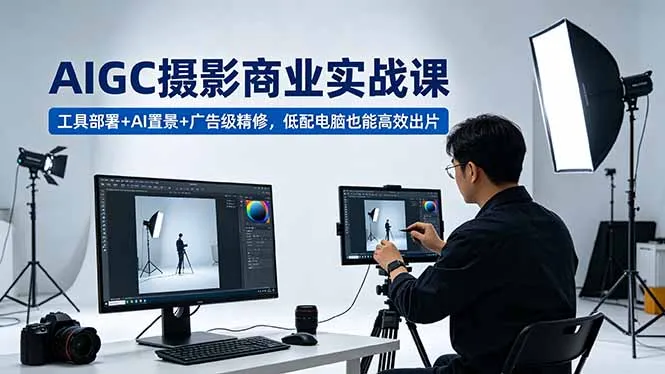 AIGC 摄影商业实战课，工具部署+AI置景+广告级精修，低配电脑也能高效出片-续财库