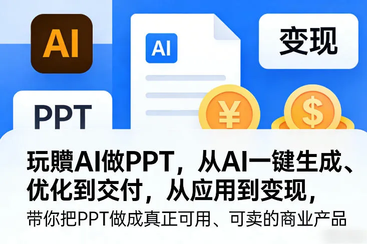 玩賺AI做PPT，从AI一键生成、优化到交付，从应用到变现，带你把PPT做成真正可用、可卖的商业产品(更新0513)-续财库