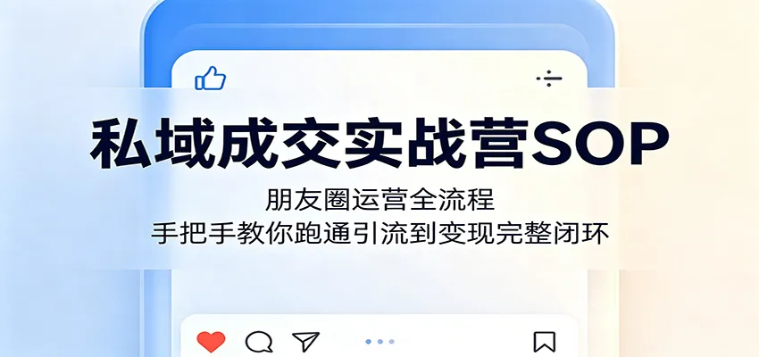 私域成交实战营SOP:朋友圈运营全流程,手把手教你跑通引流到变现完整闭环-续财库