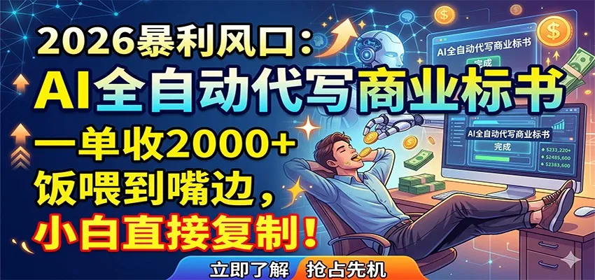 AI全自动代写商业标书,一单收2000+,饭喂到嘴边,小白直接复制-续财库