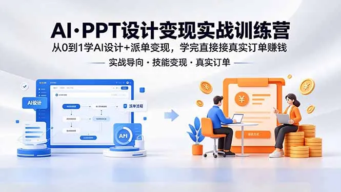 AI·PPT设计变现实战训练营，从0到1学AI设计+派单变现，学完直接接真实订单赚钱-续财库