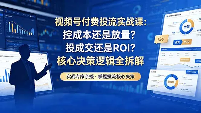 视频号付费投流实战课-5月:控成本还是放量?投成交还是ROI?核心决策逻辑全拆解-续财库