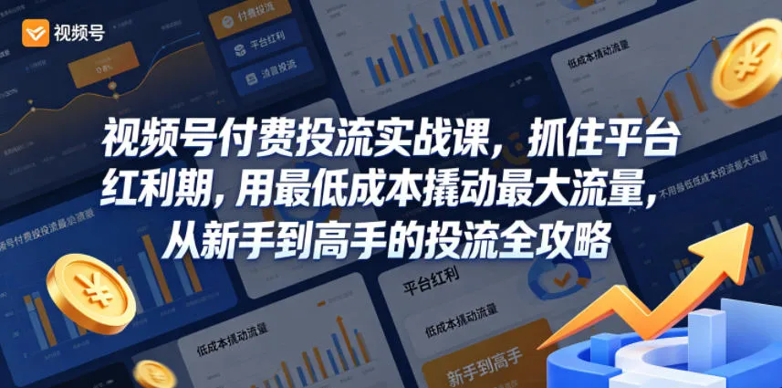 视频号付费投流实战课,抓住平台红利期,用最低成本撬动最大流量,从新手到高手的投流全攻略-续财库