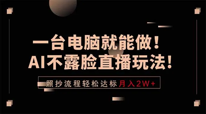 一台电脑就能做！AI不露脸直播玩法，照抄流程轻松达标月入2W+-续财库