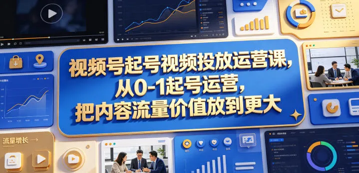 视频号起号视频投放运营课,从0-1起号运营,把内容流量价值放到更大-续财库