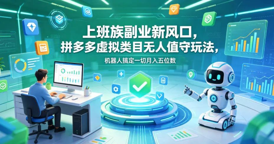 上班族副业新风口,拼多多虚拟类目无人值守玩法,机器人搞定一切月入五位数【揭秘】-续财库