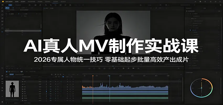 AI真人MV制作实战课：2026专属人物统一技巧，零基础起步批量高效产出成片-续财库