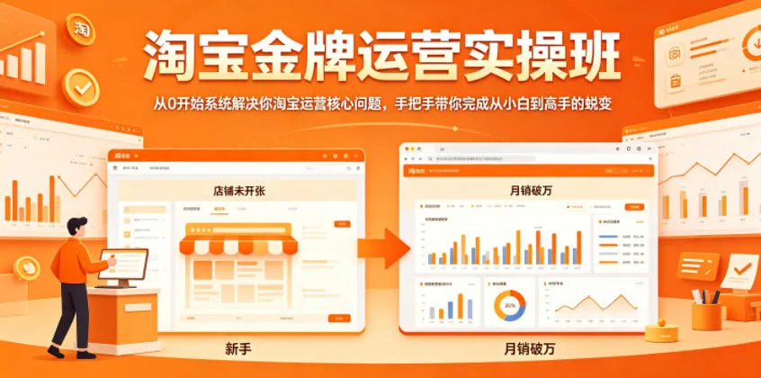 淘宝金牌运营实操班,从0开始系统解决你淘宝运营核心问题,手把手带你完成从小白到高手的蜕变-续财库