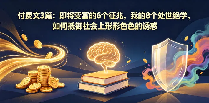 付费文3篇：即将变富的6个征兆，我的8个处世绝学，如何抵御社会上形形色色的诱惑-续财库