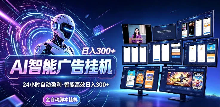 AI智能广告挂G项目,无需人工,单机稳定日入200+,可矩阵放大,24小时不间断刷广告賺收益【揭秘】-续财库