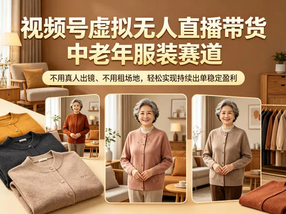 视频号虚拟无人直播带货中老年服装赛道,不用真人出镜、不用租场地,轻松实现持续出单稳定盈利-续财库