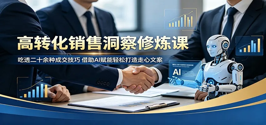 高转化销售洞察修炼课:吃透二十余种成交技巧,借助AI赋能轻松打造走心文案-续财库