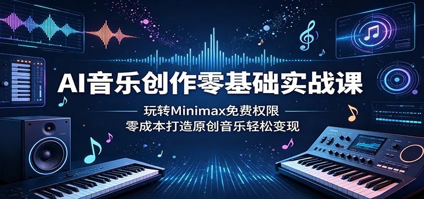 AI音乐创作零基础实战课：玩转Minimax免费权限，零成本打造原创音乐轻松变现-续财库