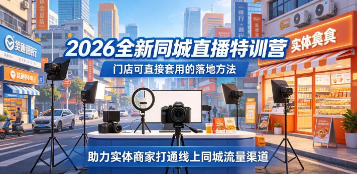 2026全新同城直播特训营,门店可直接套用的落地方法,助力实体商家打通线上同城流量渠道-续财库