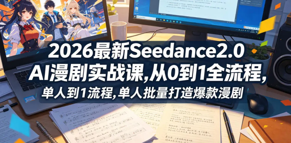2026最新Seedance2.0 AI漫剧实战课,，从0到1全流程，单人批量打造爆款漫剧-续财库
