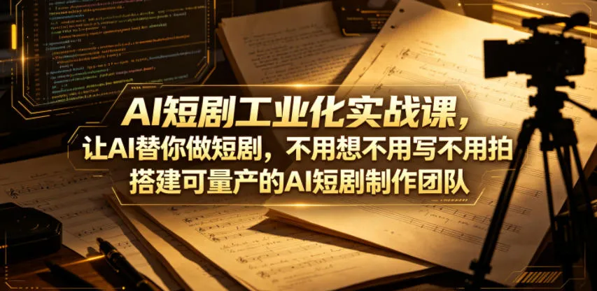 AI短剧工业化实战课，让AI替你做短剧，不用想不用写不用拍，搭建可量产的AI短剧制作团队-续财库