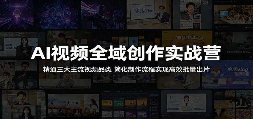 AI视频全域创作实战营：精通三大主流视频品类，简化制作流程实现高效批量出片-续财库