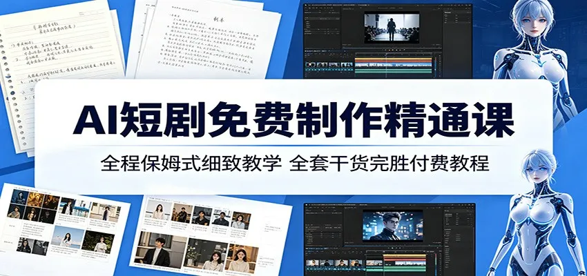 AI短剧免费制作精通课：全程保姆式细致教学，全套干货完胜付费教程-续财库