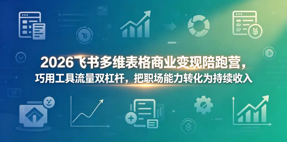 2026飞书多维表格商业变现陪跑营，巧用工具流量双杠杆，把职场能力转化为持续收入-续财库