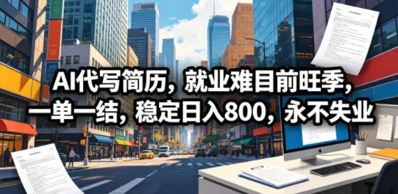 AI代写简历,就业难目前旺季,一单一结,稳定日入800,永不失业-续财库
