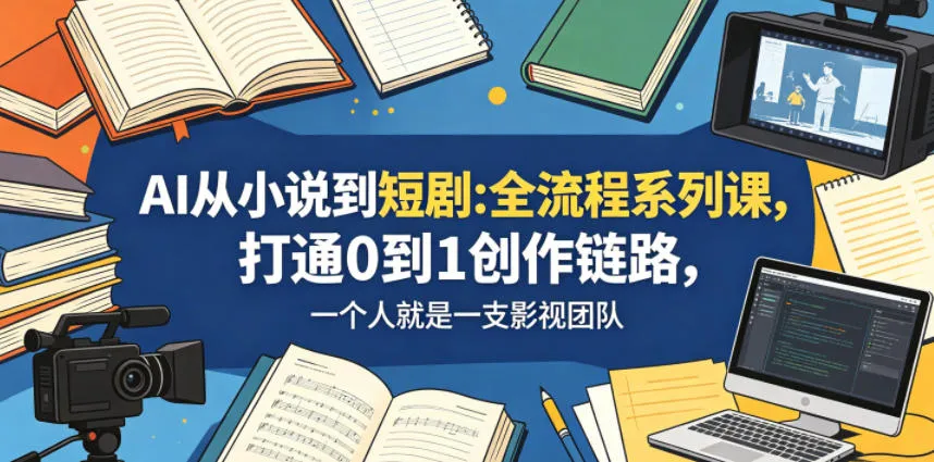 AI从小说到短剧全流程系列课，打通0到1创作链路，一个人就是一支影视团队-续财库