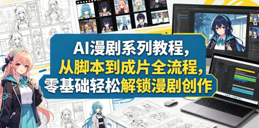 AI漫剧系列教程，从脚本到成片全流程，零基础轻松解锁漫剧创作-续财库
