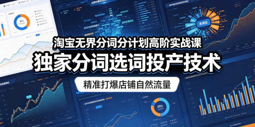 淘宝无界分词分计划高阶实战课,独家分词选词投产技术,精准打爆店铺自然流量-续财库