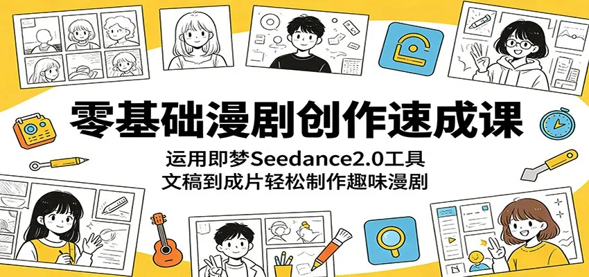 零基础漫剧创作速成课：运用即梦Seedance2.0工具，文稿到成片轻松制作趣味漫剧-续财库