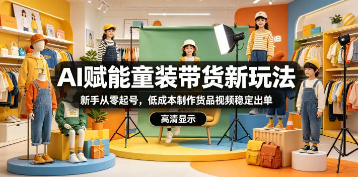 AI赋能童装带货新玩法，新手从零起号，低成本制作货品视频稳定出单-续财库
