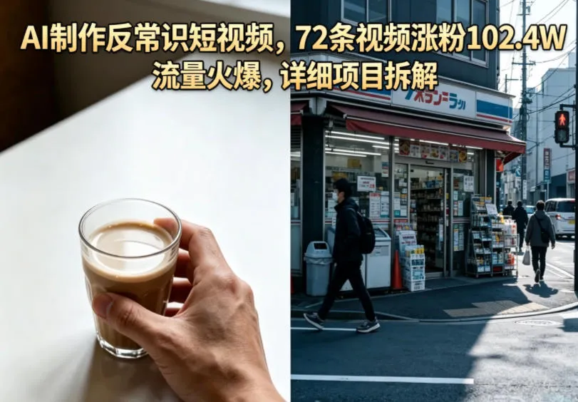 AI制作反常识短视频，72条视频涨粉102.4W，流量火爆，详细项目拆解-续财库