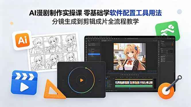 AI漫剧制作实操课 零基础学软件配置工具用法 分镜生成到剪辑成片全流程教学-续财库