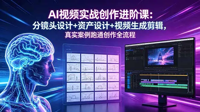 AI视频实战创作进阶课:分镜头设计+资产设计+视频生成剪辑,真实案例跑通创作全流程-续财库